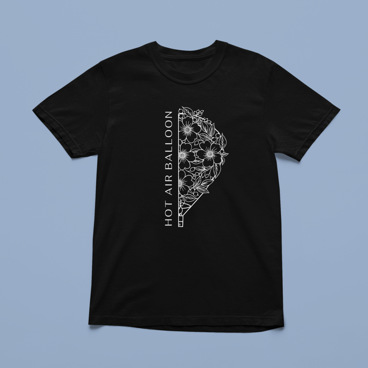 T-shirt hot air balloon fleuri Noir
