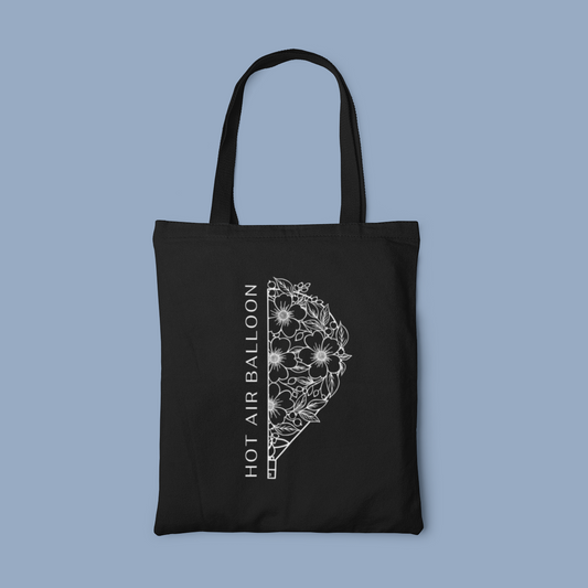 Tote Bag Hot Air Balloon Fleuri Noir
