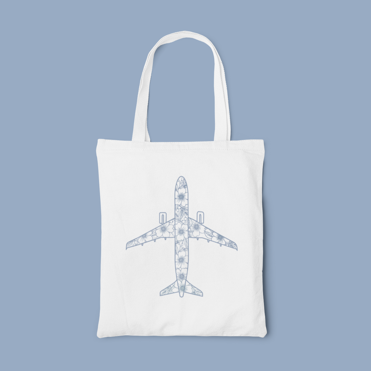 Tote bag avion fleuri