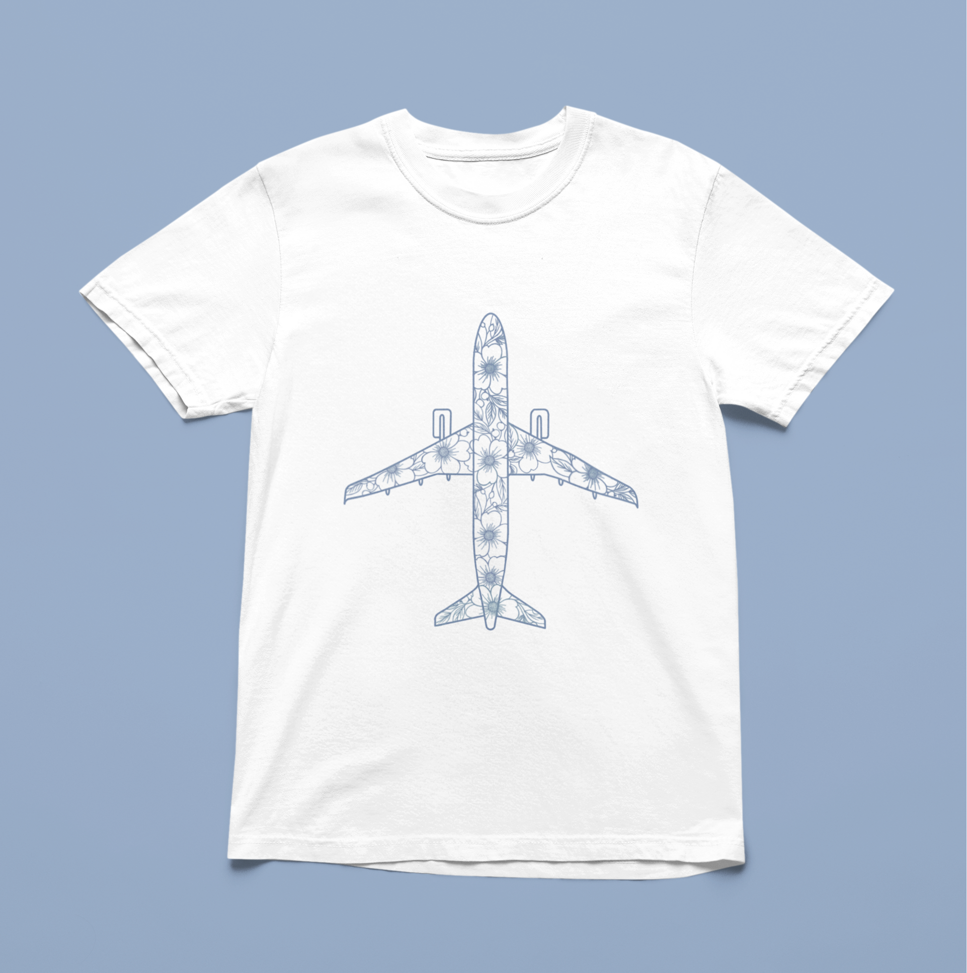 Tshirt avion fleuri blanc